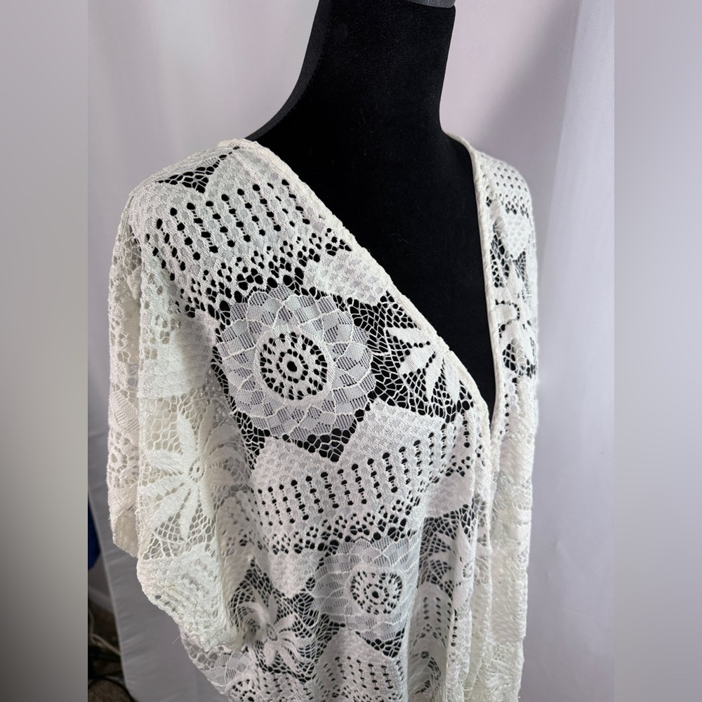 Cal Style USA White Lace Kimono Duster Boho Crochet - Size XL-3XL - Picture 6 of 9